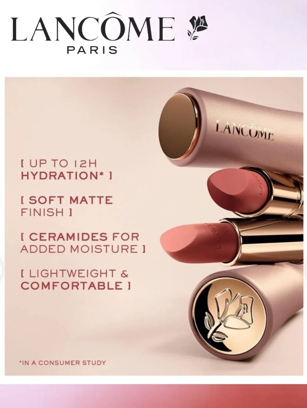 Lancome Soft Matte Lipstick in Love Whispers - Rosewood Nude - NEW